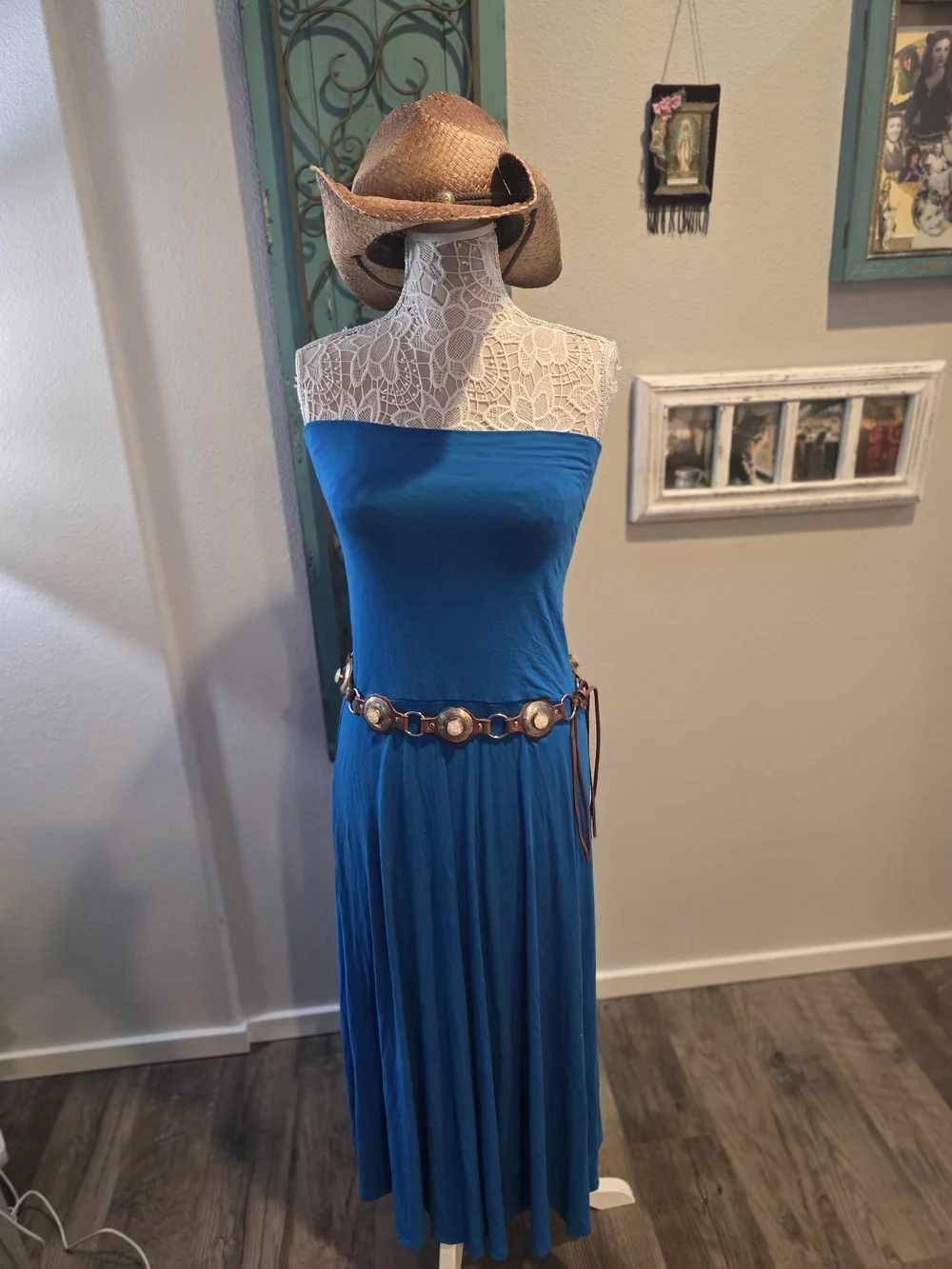 Free People Blue Fold Over Maxi Skirt, Also Acts As Dress.
